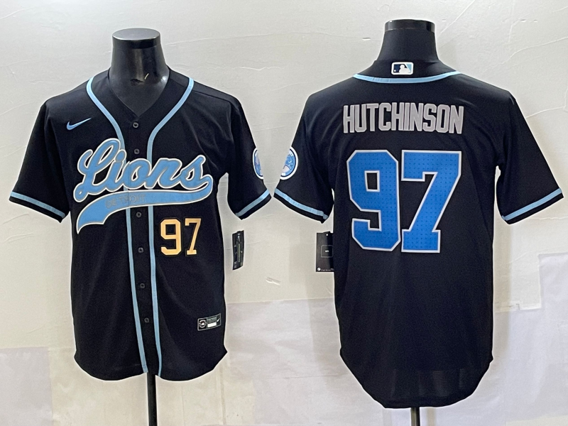 Men 2025 Detroit Lions #97 Hutchinson Black joint name 2025 Nike Limited NFL Jersey style 008->boston red sox->MLB Jersey
